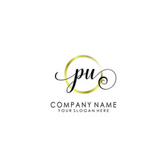 PU Initial handwriting logo template vector