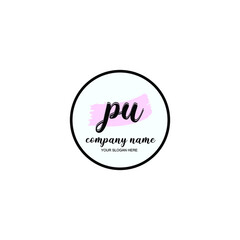 PU Initial handwriting logo template vector