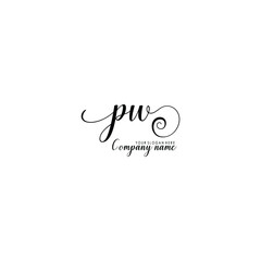 PW Initial handwriting logo template vector