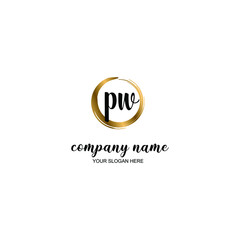 PW Initial handwriting logo template vector