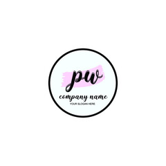 PW Initial handwriting logo template vector