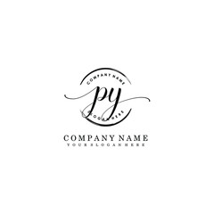 Fototapeta premium PY Initial handwriting logo template vector