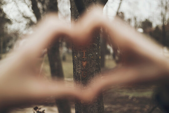 Man making a heart sign with his hands