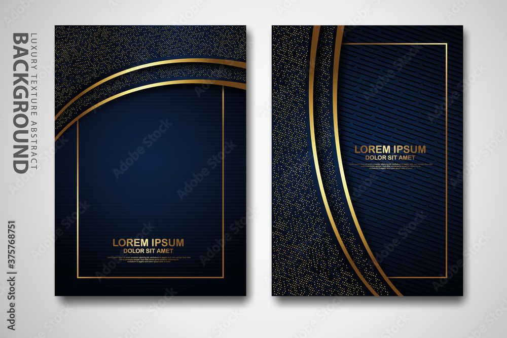 Poster vector two set of cover design template with luxury and elegant wave, circle and overlap layers back