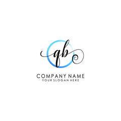 Fototapeta premium QB Initial handwriting logo template vector 