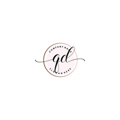 QD Initial handwriting logo template vector
