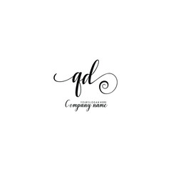 QD Initial handwriting logo template vector