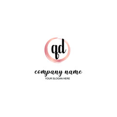 QD Initial handwriting logo template vector