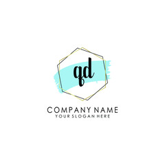 QD Initial handwriting logo template vector