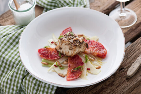 Food: Fennel and Blood Orange Salad with Fish, Cod