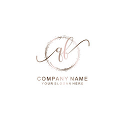 QF Initial handwriting logo template vector