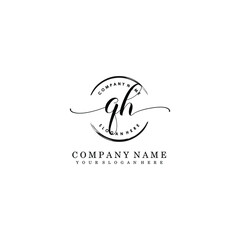 Fototapeta premium QH Initial handwriting logo template vector