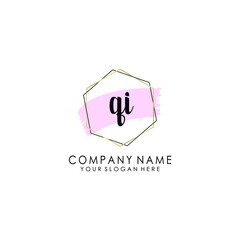 QI Initial handwriting logo template vector