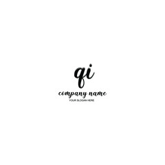 QI Initial handwriting logo template vector