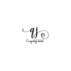 QJ Initial handwriting logo template vector