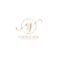 QJ Initial handwriting logo template vector