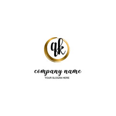 QK Initial handwriting logo template vector
