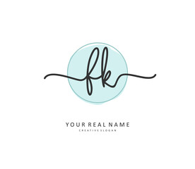 F K FK Initial letter handwriting and signature logo. A concept handwriting initial logo with template element.