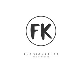 F K FK Initial letter handwriting and signature logo. A concept handwriting initial logo with template element.