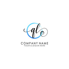 QL Initial handwriting logo template vector