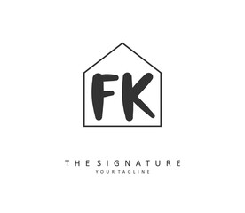 F K FK Initial letter handwriting and signature logo. A concept handwriting initial logo with template element.