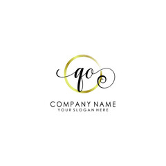 QO Initial handwriting logo template vector
