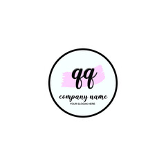 QQ Initial handwriting logo template vector
