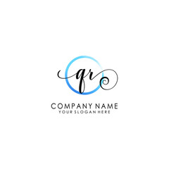 QR Initial handwriting logo template vector
