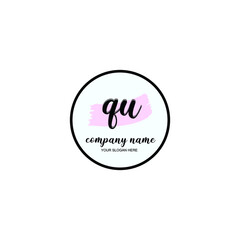 QU Initial handwriting logo template vector
