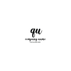 QU Initial handwriting logo template vector
