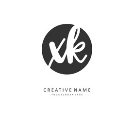 X K XK Initial letter handwriting and signature logo. A concept handwriting initial logo with template element.
