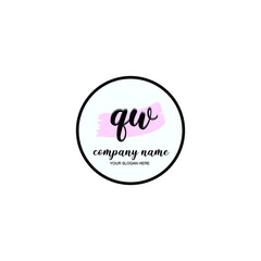QW Initial handwriting logo template vector
