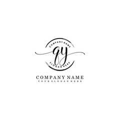QY Initial handwriting logo template vector
