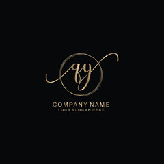 QY Initial handwriting logo template vector
