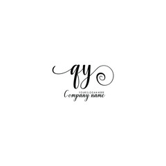 QY Initial handwriting logo template vector
