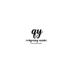 QY Initial handwriting logo template vector
