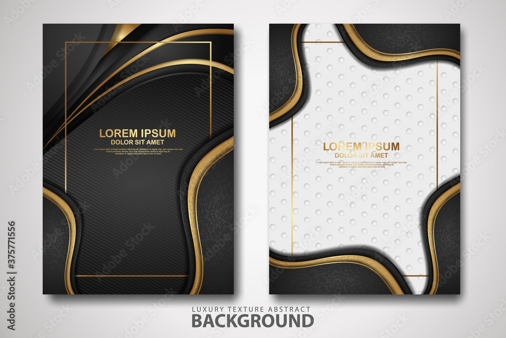 Poster vector two set of cover design template with luxury and elegant wave, circle and overlap layers back