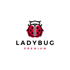 red lady bug beetle black dots logo vector icon illustration