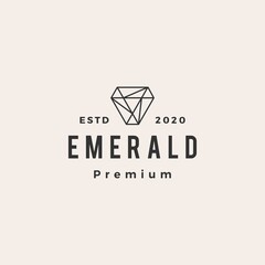 emerald gem hipster vintage logo vector icon illustration