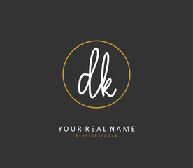 D K DK Initial letter handwriting and signature logo. A concept handwriting initial logo with template element.