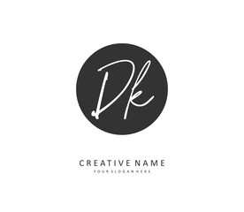 D K DK Initial letter handwriting and signature logo. A concept handwriting initial logo with template element.