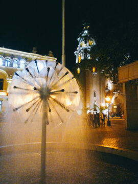 Cathedral and fountain in Lima, Peru
