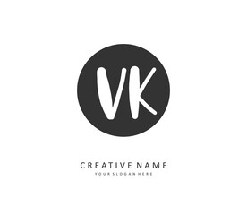 V K VK Initial letter handwriting and signature logo. A concept handwriting initial logo with template element.