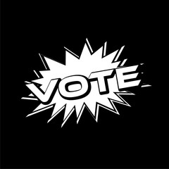 Boom Vote comic text speech bubble isolated on dark background
