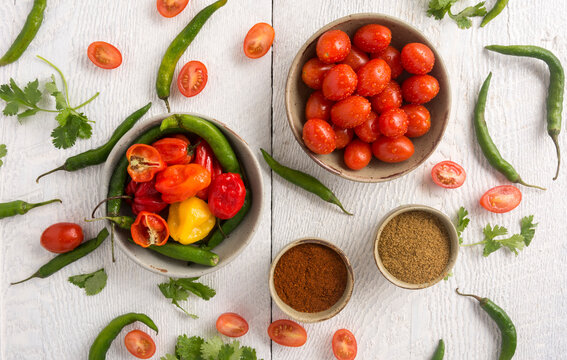 Jalapeno Chili Peppers, Cherry Tomatos and Spices