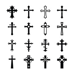 Obraz premium Cross Symbols Glyph Vectors Set