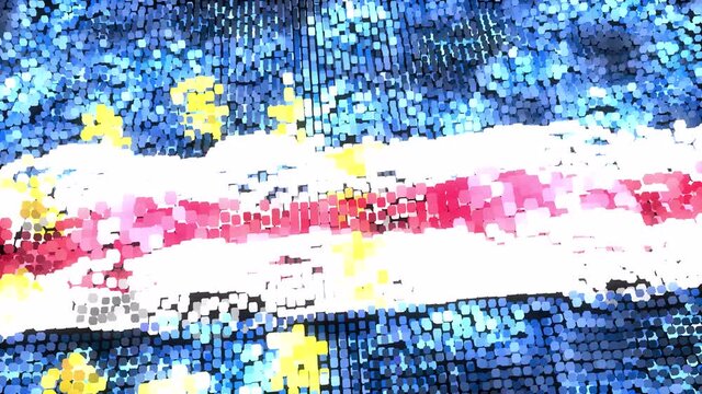 Very bright 60FPS modern Cabo Verde flag on shining pixels  waving - abstract 3d seamless looping animation UHD 4k