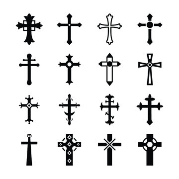 Cross Symbols Glyph Vectors Set