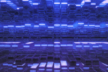 Obraz premium An abstract cool tone futuristic block texture background image.