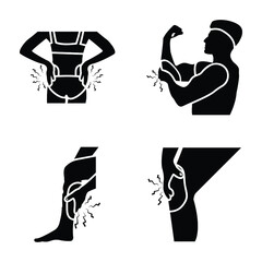Bodily Injuries Glyph Vectors Set